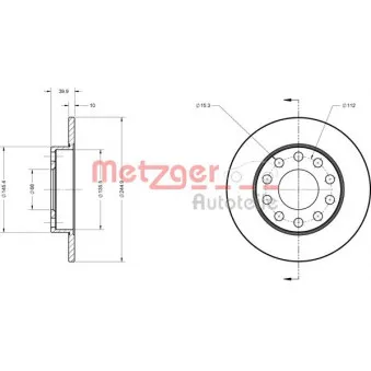 Jeu de 2 disques de frein arrière METZGER 6110097