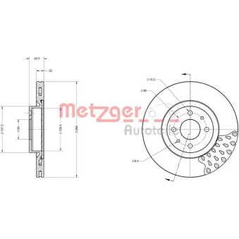Jeu de 2 disques de frein avant METZGER 6110098