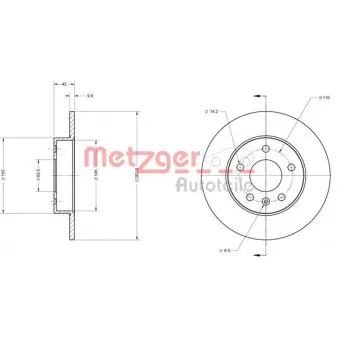Jeu de 2 disques de frein arrière METZGER 6110102
