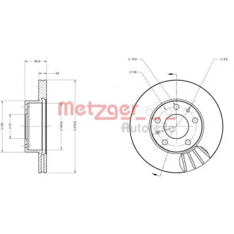 Jeu de 2 disques de frein avant METZGER 6110104
