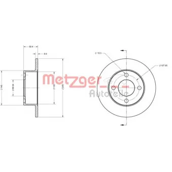 Jeu de 2 disques de frein arrière METZGER 6110106