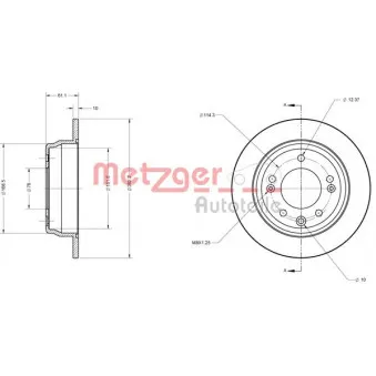 Jeu de 2 disques de frein arrière METZGER 6110107