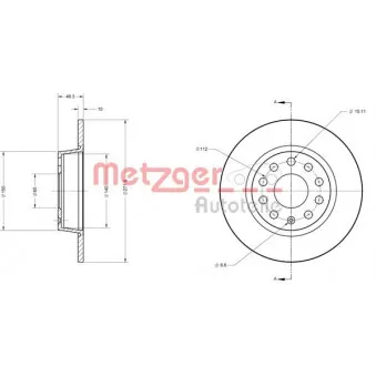 Jeu de 2 disques de frein arrière METZGER 6110108