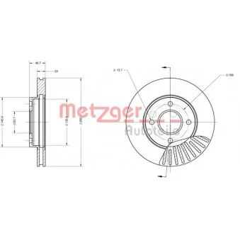 Jeu de 2 disques de frein avant METZGER 6110109