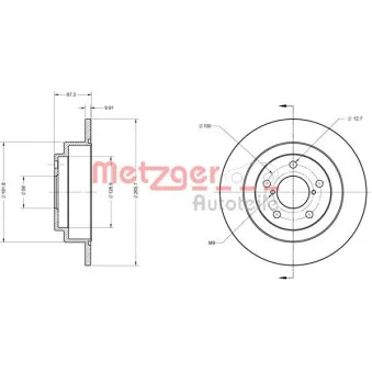 Jeu de 2 disques de frein arrière METZGER 6110110