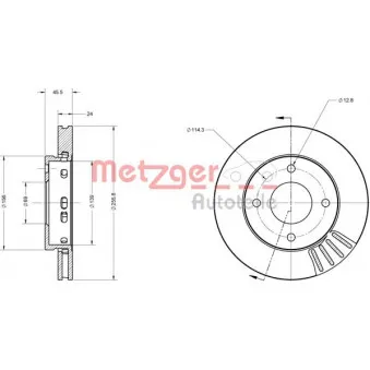 Jeu de 2 disques de frein avant METZGER 6110111
