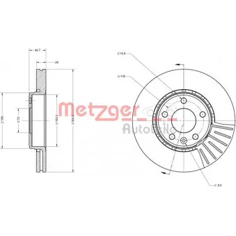 Jeu de 2 disques de frein avant METZGER 6110112