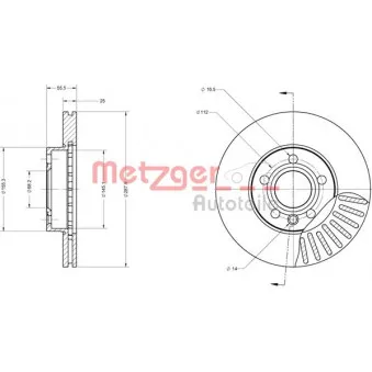 Jeu de 2 disques de frein avant METZGER 6110114