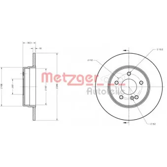 Jeu de 2 disques de frein arrière METZGER 6110115