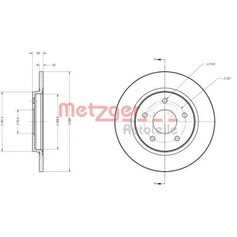 Jeu de 2 disques de frein arrière METZGER 6110120