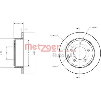 Jeu de 2 disques de frein arrière METZGER 6110122