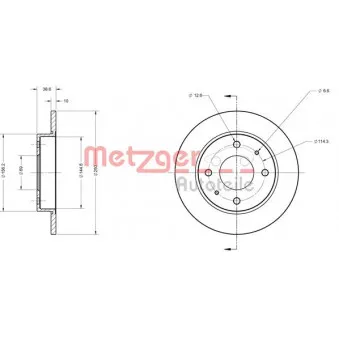 Jeu de 2 disques de frein arrière METZGER 6110123