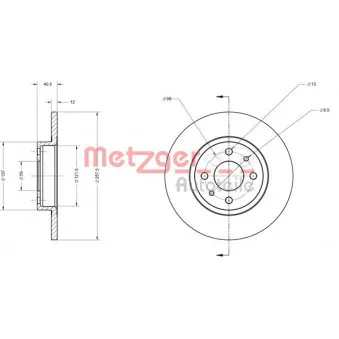Jeu de 2 disques de frein avant METZGER 6110124