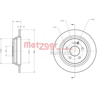 Jeu de 2 disques de frein arrière METZGER 6110126