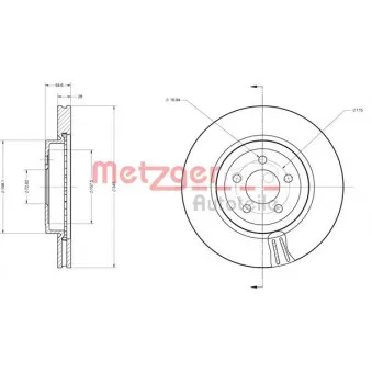 Jeu de 2 disques de frein avant METZGER 6110127