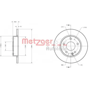 Jeu de 2 disques de frein avant METZGER 6110129