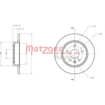Jeu de 2 disques de frein arrière METZGER 6110130