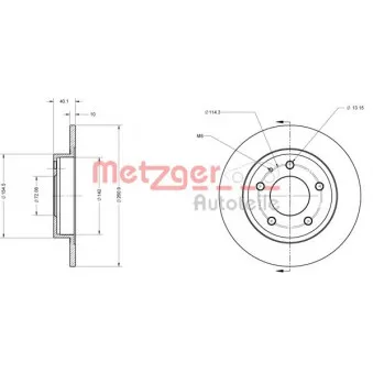 Jeu de 2 disques de frein arrière METZGER 6110131