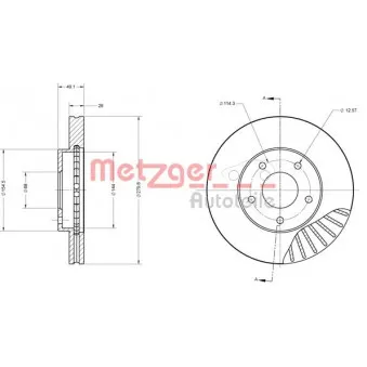Jeu de 2 disques de frein avant METZGER 6110132