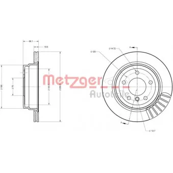 Jeu de 2 disques de frein arrière METZGER 6110133