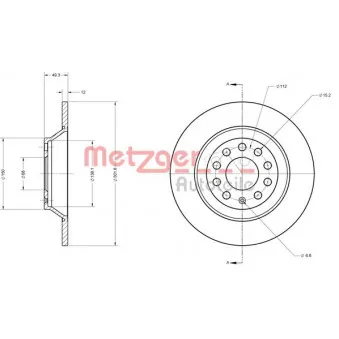 Jeu de 2 disques de frein arrière METZGER 6110136