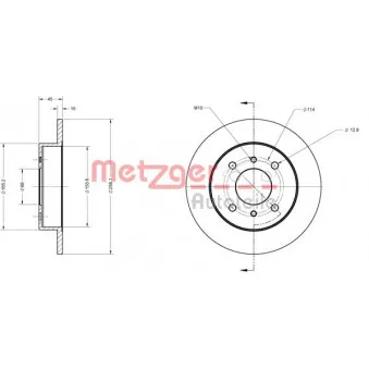 Jeu de 2 disques de frein arrière METZGER 6110139