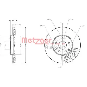 Jeu de 2 disques de frein avant METZGER 6110140