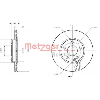 Jeu de 2 disques de frein avant METZGER 6110141