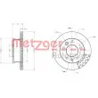 Jeu de 2 disques de frein avant METZGER 6110142 - Visuel 1