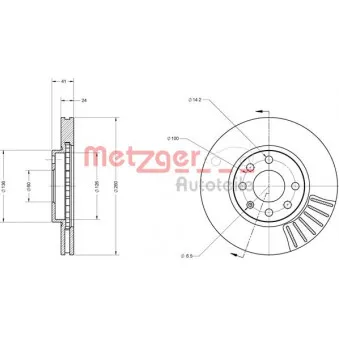 Jeu de 2 disques de frein avant METZGER 6110145