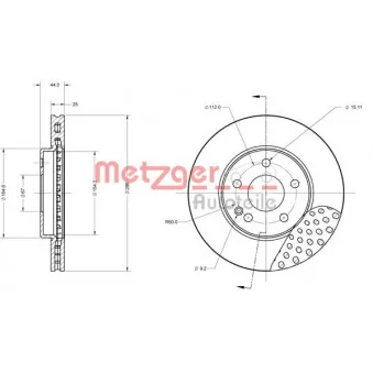 Jeu de 2 disques de frein avant METZGER 6110148