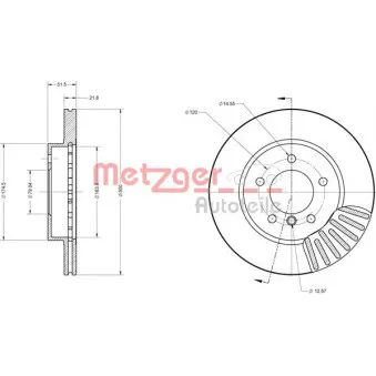 Jeu de 2 disques de frein avant METZGER 6110149