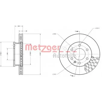 Jeu de 2 disques de frein avant METZGER 6110151