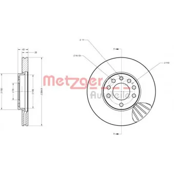 Jeu de 2 disques de frein avant METZGER 6110156