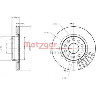 Jeu de 2 disques de frein avant METZGER 6110161