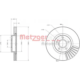 Jeu de 2 disques de frein avant METZGER 6110162