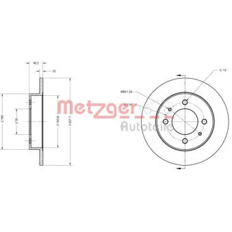 Jeu de 2 disques de frein arrière METZGER 6110165