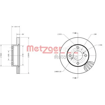Jeu de 2 disques de frein avant METZGER 6110169