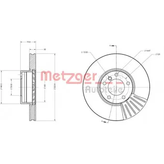 Jeu de 2 disques de frein avant METZGER 6110171