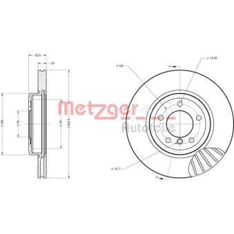 Jeu de 2 disques de frein avant METZGER 6110172