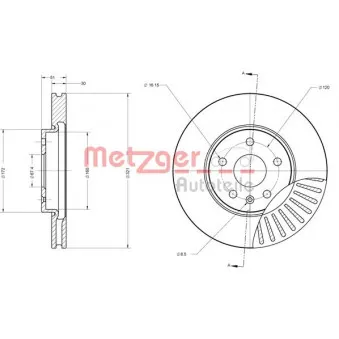 Jeu de 2 disques de frein avant METZGER 6110176