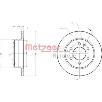 Jeu de 2 disques de frein arrière METZGER 6110179