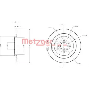 Jeu de 2 disques de frein arrière METZGER 6110181