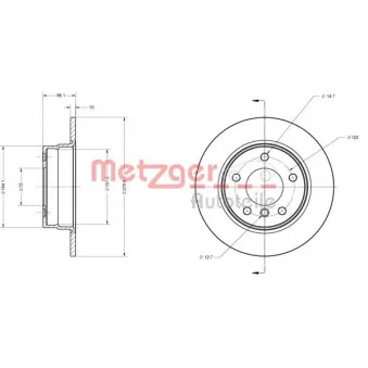 Jeu de 2 disques de frein arrière METZGER 6110184