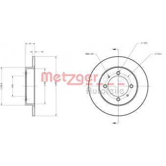 Jeu de 2 disques de frein arrière METZGER 6110186