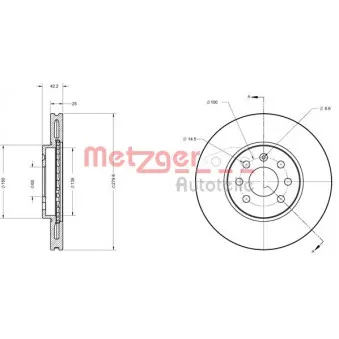 Jeu de 2 disques de frein avant METZGER 6110193