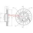 Jeu de 2 disques de frein avant METZGER 6110194 - Visuel 1