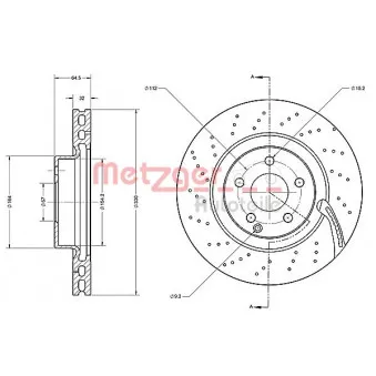Jeu de 2 disques de frein avant METZGER 6110194
