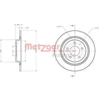 Jeu de 2 disques de frein arrière METZGER 6110198