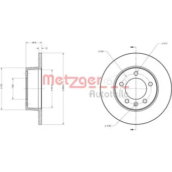 Jeu de 2 disques de frein arrière METZGER 6110201